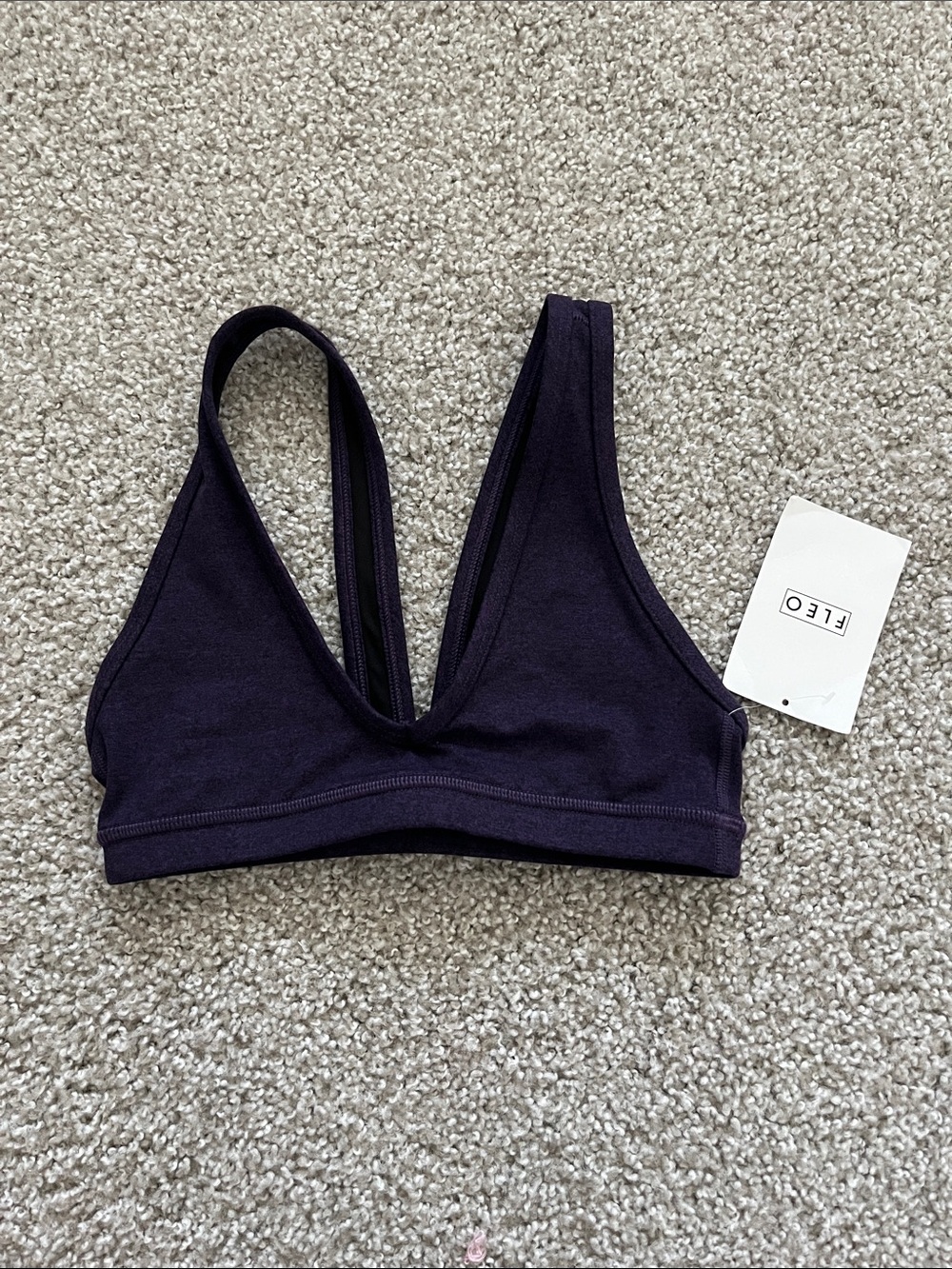 FLEO Heathered Purple Vavavoom Sports Bra Size XS NWT
